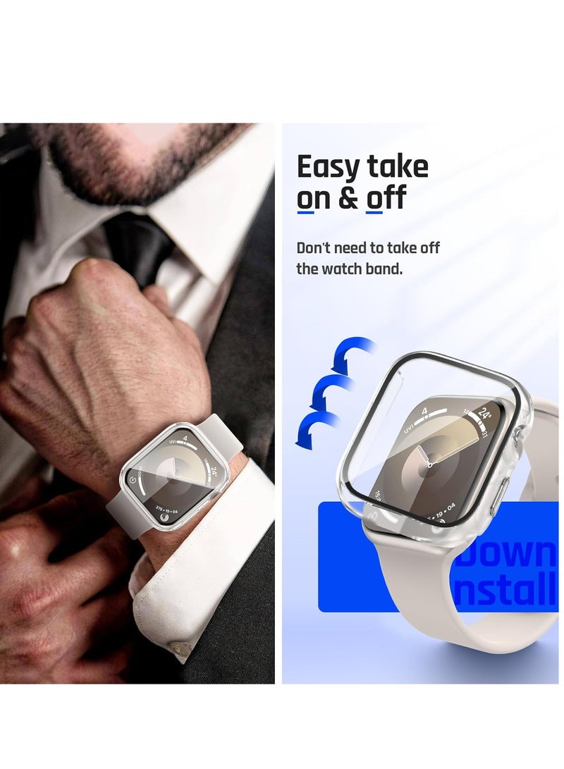 MIGOFAST Waterproof Screen Protector Case Compatible for Apple Watch Series 6 5 4 SE 44mm Hard Bumper with Tempered Glass for iWatch Cover 44 mm - Image 4