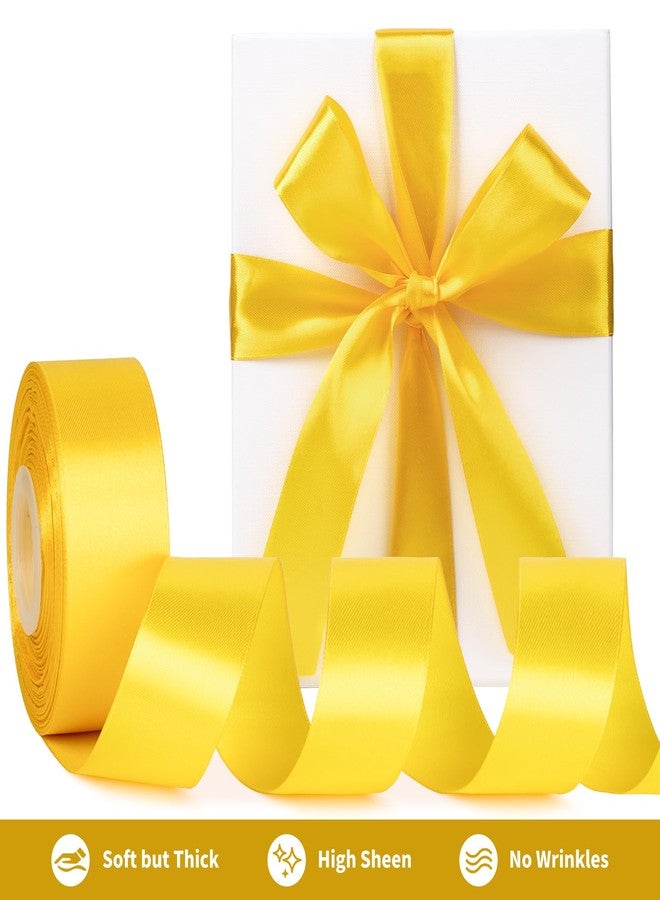 Mauproy 1-1/2 Inch Wide Yellow Satin Ribbon, 50 Yards Solid Polyester Fabric Ribbon for Roses Making, Gift Wrapping, Wedding Decorations, Crafts, Bows - Image 3