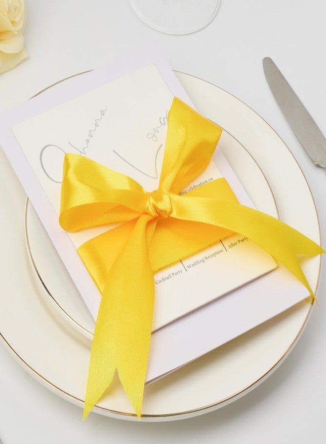 Mauproy 1-1/2 Inch Wide Yellow Satin Ribbon, 50 Yards Solid Polyester Fabric Ribbon for Roses Making, Gift Wrapping, Wedding Decorations, Crafts, Bows - Image 5
