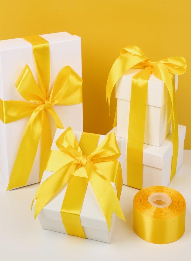 Mauproy 1-1/2 Inch Wide Yellow Satin Ribbon, 50 Yards Solid Polyester Fabric Ribbon for Roses Making, Gift Wrapping, Wedding Decorations, Crafts, Bows - Image 4