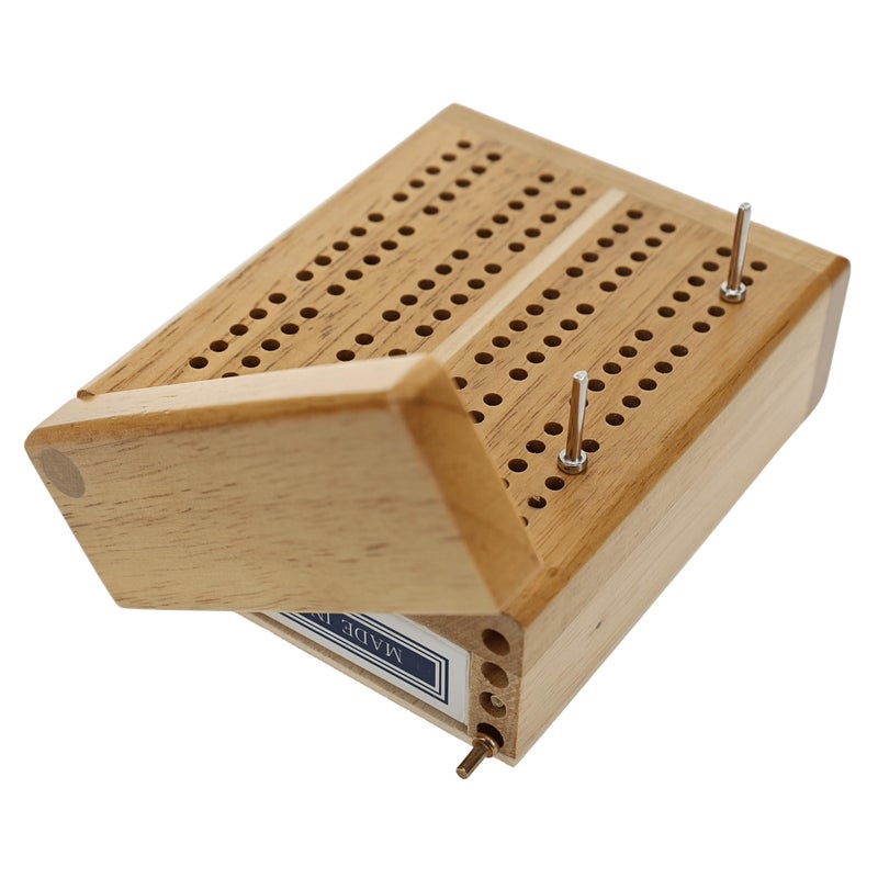 WE Games Travel Cribbage Board Mini 2Track Cribbage Game with Swivel Storage Cards Metal Pegs - Image 3