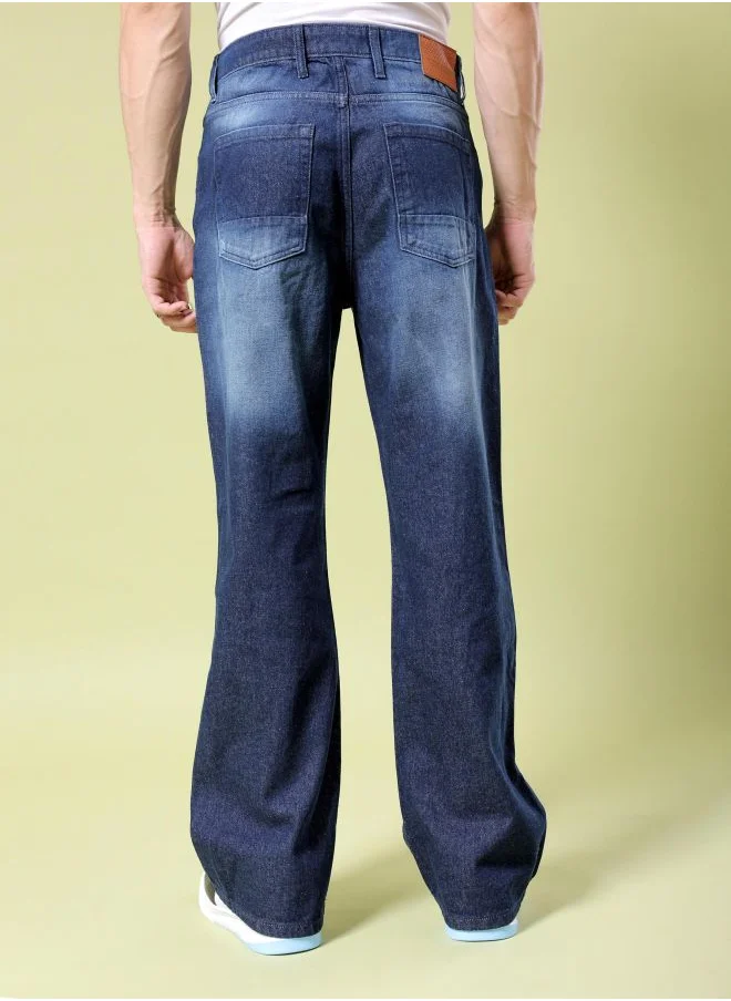 The Indian Garage Co Men Bootcut Loose Fit Solid Mid-Rise Jeans