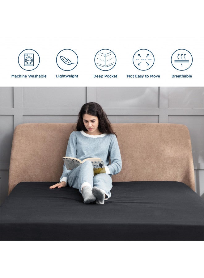 Bedsure Bedsure Queen Fitted Sheet Only - Bed Sheets Extra Deep Pocket 16 inch, Ultra Soft Bottom Sheet for Queen Size Bed, Black, 60" x 80"  - Image 3