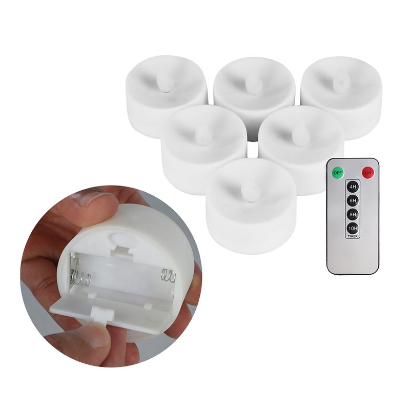 6PCS Smokeless Electronic Candle Colorful Romantic Electronic Candle Light without Battery for Home - Warm White (White) - Image 1