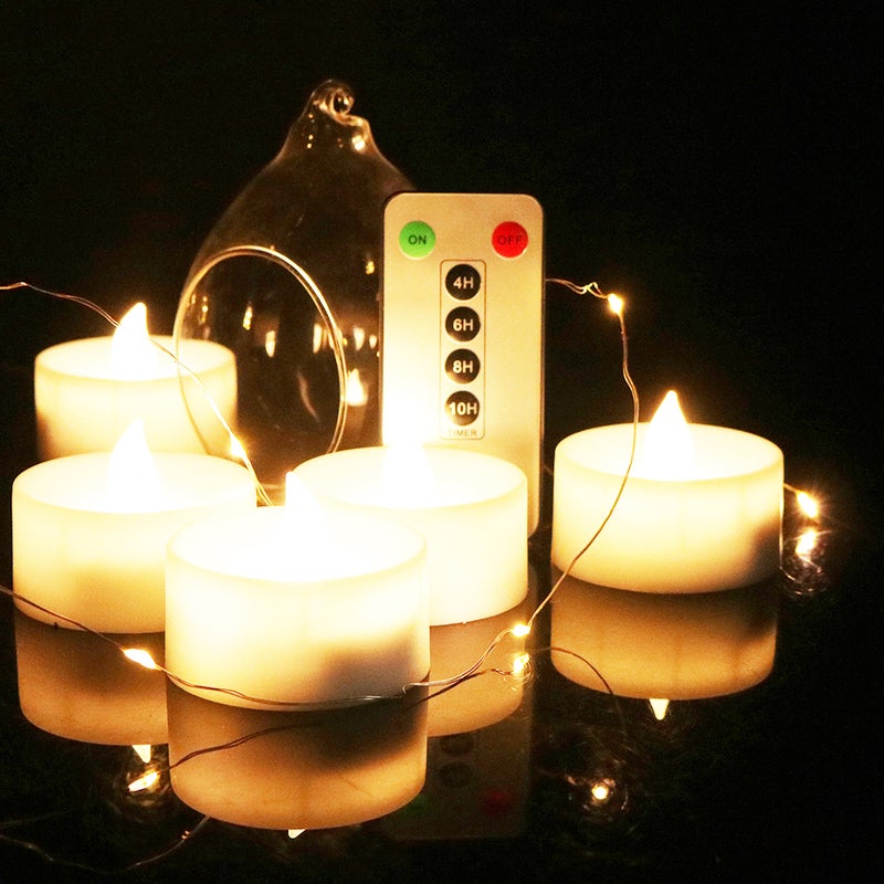 6PCS Smokeless Electronic Candle Colorful Romantic Electronic Candle Light without Battery for Home - Warm White (White) - Image 2