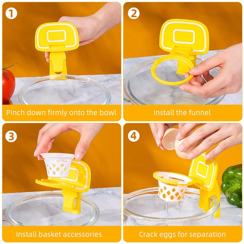 HASTHIP HASTHIP® Kitchen Egg Yolk Separator Fun Basketball Hoop Designed Can Be Clip on Bowl Edge Kitchen Gadget Yolk Separator for Baking, Cooking  - Image 3
