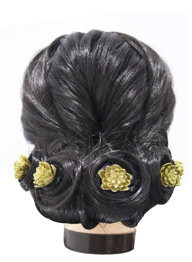 AASA Glitter Hair Clips for Kids Hair Styling Golden Set of 2Pcs (Glitter Flower Clips-3) - Image 5