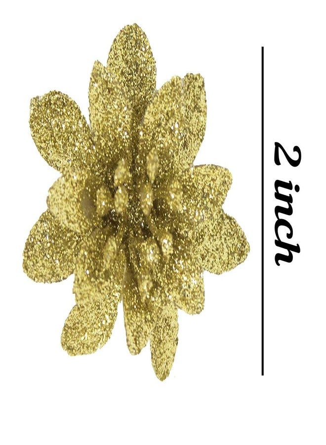 AASA Glitter Hair Clips for Kids Hair Styling Golden Set of 2Pcs (Glitter Flower Clips-3) - Image 2