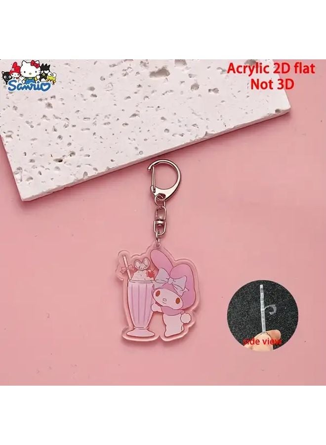 Kawaii Sanrio Acrylic Keychain 2D Flat Style D Kuromi Melody Cinnamoroll Gift - Image 4