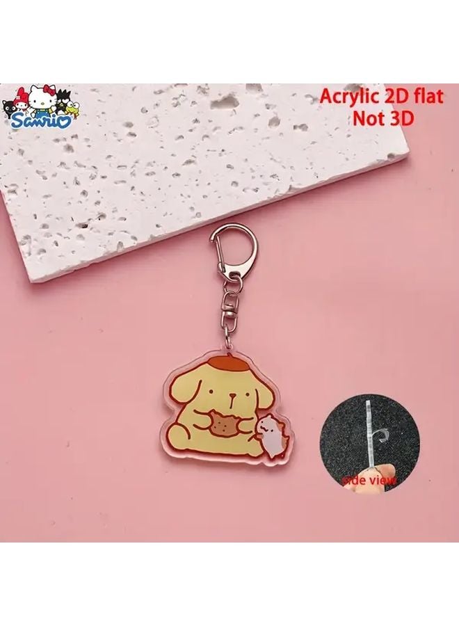 Kawaii Sanrio Acrylic Keychain 2D Flat Style D Kuromi Melody Cinnamoroll Gift - Image 1