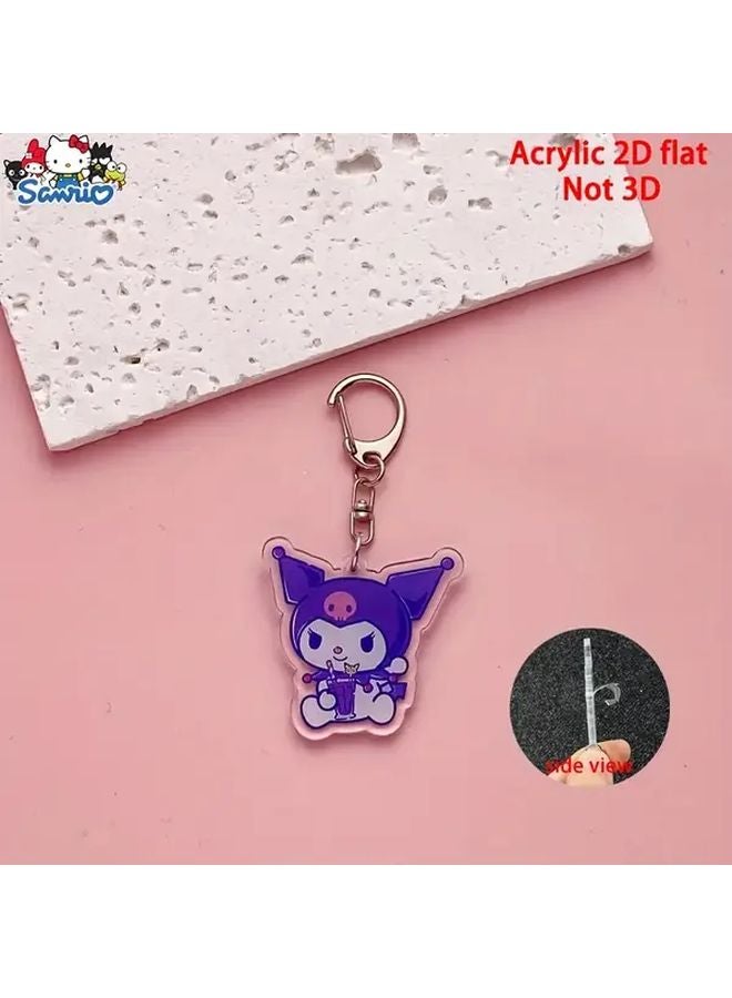 Kawaii Sanrio Acrylic Keychain 2D Flat Style D Kuromi Melody Cinnamoroll Gift - Image 5