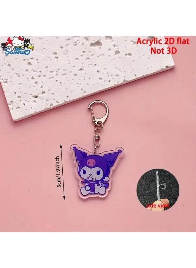 Kawaii Sanrio Acrylic Keychain 2D Flat Style D Kuromi Melody Cinnamoroll Gift - Image 3