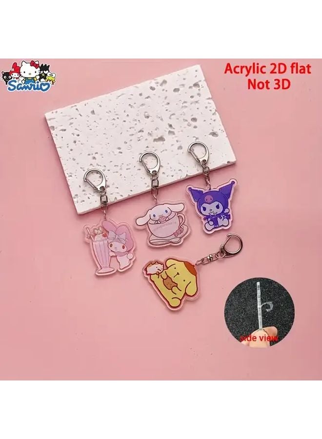 Kawaii Sanrio Acrylic Keychain 2D Flat Style D Kuromi Melody Cinnamoroll Gift - Image 2