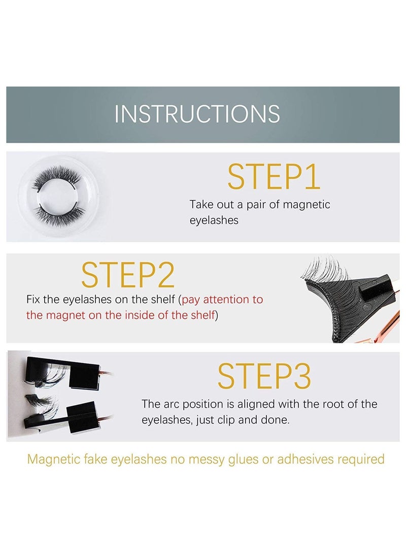SYOSI Magnetic Eyelashes, 1Pcs Glue-free Magnetic Eyelash Clip with 2 Pairs Magnetic False Eyelashes, 0.2mm Ultra Thin Magnet, Natural Look Thick Look, Reusable 3D False Eyelashes, DIY Makeup - Image 4