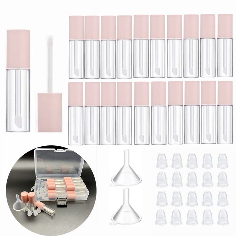 KaiLeQi 35ML Mini Lip Gloss Tubes Empty With Wand Pink Diy Lipgloss Making Kit for Small Businesses Refillable Lip Gloss Containers Set for Girls20pcs in One Box