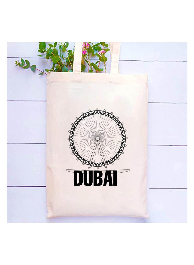Cotton Tote Bag with Dubai Skyline Design - Eco-Friendly Souvenir and Travel Accessory - Great Gift and Travel Companion - Perfect for Shopping and Everyday Use - Image 2