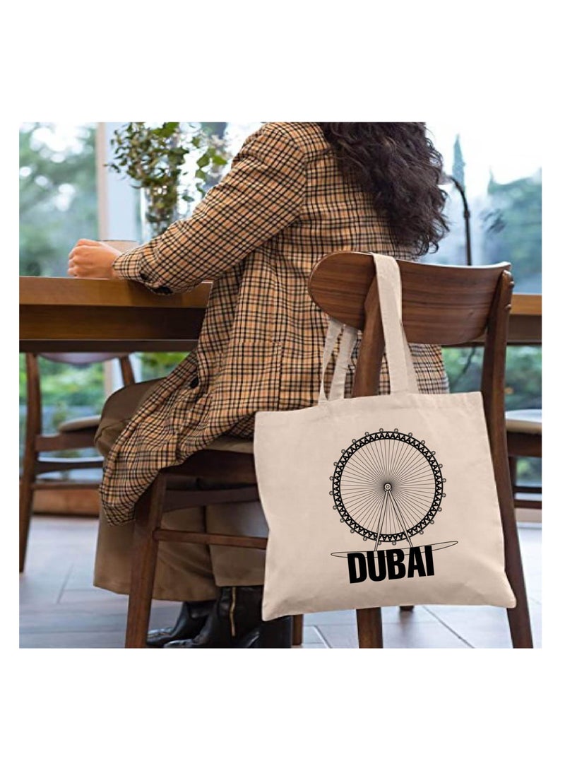 Cotton Tote Bag with Dubai Skyline Design - Eco-Friendly Souvenir and Travel Accessory - Great Gift and Travel Companion - Perfect for Shopping and Everyday Use - Image 3
