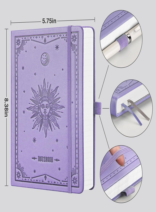 EMSHOI Blank Notebook Journal - 320 Pages, 100gsm Thick Paper, A5 Hardcover Leather, Art Sketchbook for Drawing, Unlined, Plain Sketch Book for Women Men Work Writing, 5.75 x 8.38, Light Purple - Image 3
