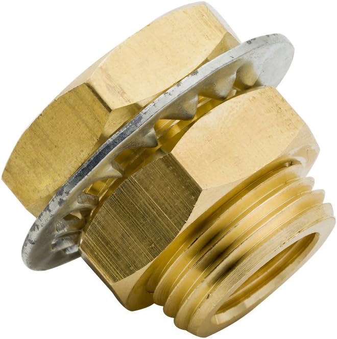 Legines Brass Bulkhead Fitting 1/4" NPT Female Bulk head Pipe Fitting Bulkhead Coupling（3/4-16UNF) 0.98" Male, 15/16" Length (Pack of 2) - Image 2