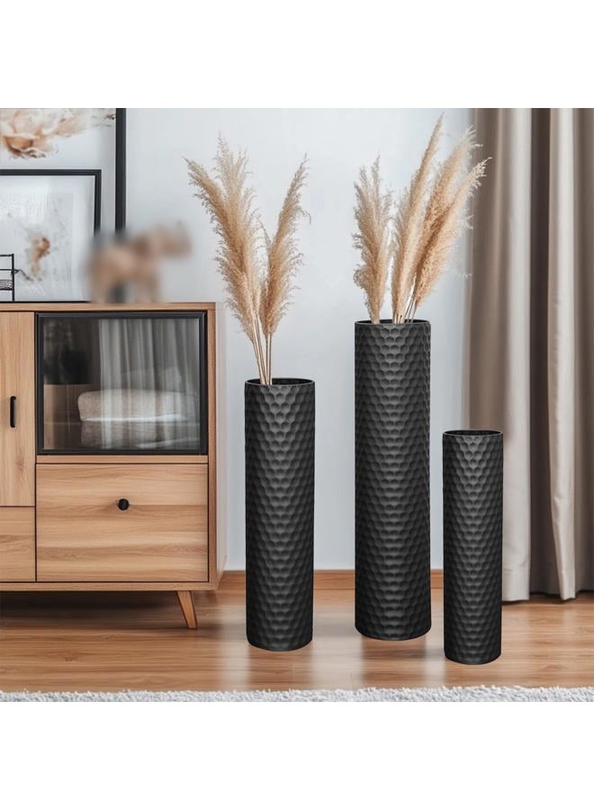 Tall Black Floor Vase 3 Pack, Extra Large Decorative Metal Standing Vases for Living Room Corner Office Home - Image 5