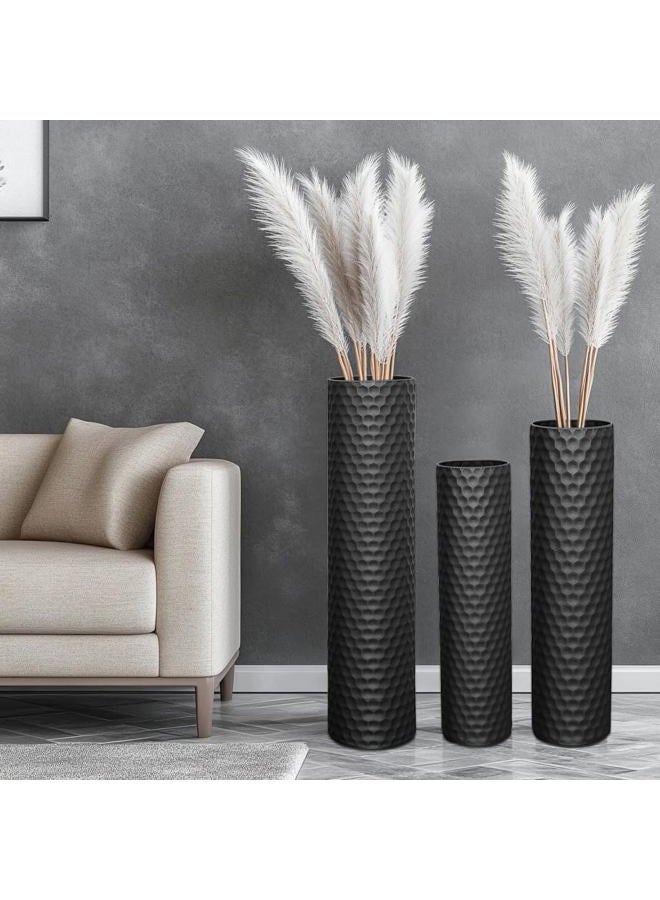 Tall Black Floor Vase 3 Pack, Extra Large Decorative Metal Standing Vases for Living Room Corner Office Home - Image 1