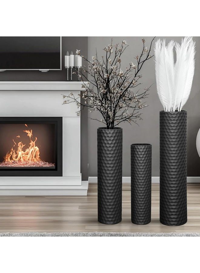 Tall Black Floor Vase 3 Pack, Extra Large Decorative Metal Standing Vases for Living Room Corner Office Home - Image 4