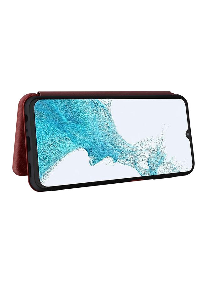 اس-توب جراب لهاتف Samsung Galaxy A23 4G Global مصنوع من الجلد وملمس ألياف الكربون - Image 5