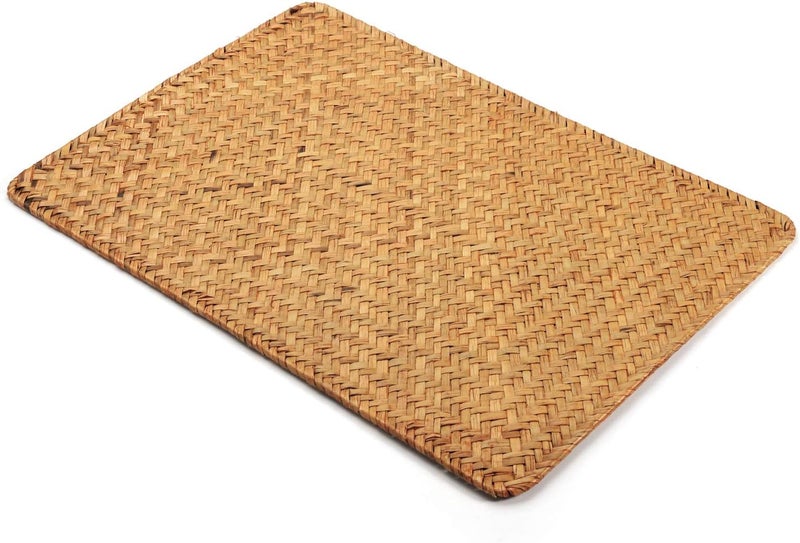 DOKOT Woven Table Mats Seagrass Rectangular Rattan Placemats Natural Set of 4 Non Slip Heat Resistant Insulation for Dining Table - Image 3