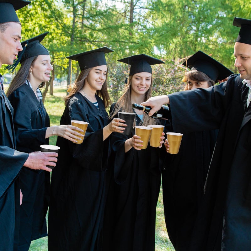 Kochorie 100 Pack Black Gold Disposable Plastic Cups 12 Ounce Drinking Party Cups Bulk Party Cups for Wedding Birthday Graduation Christmas Parties  Picnics Events - Image 5