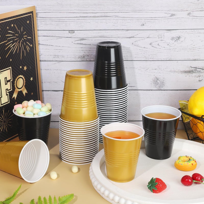 Kochorie 100 Pack Black Gold Disposable Plastic Cups 12 Ounce Drinking Party Cups Bulk Party Cups for Wedding Birthday Graduation Christmas Parties  Picnics Events - Image 4