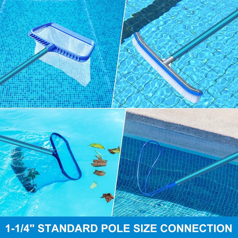 CKE Upgraded 15 Feet Thicken 1.3mm Blue Aluminum Telescoping Swimming Pool Pole,Adjustable 3 Piece Expandable Step-Up,Attach Connect Skimmer Nets,Rakes,Brushes,Vacuum Heads with Hoses, Universal 1.25" - Image 3