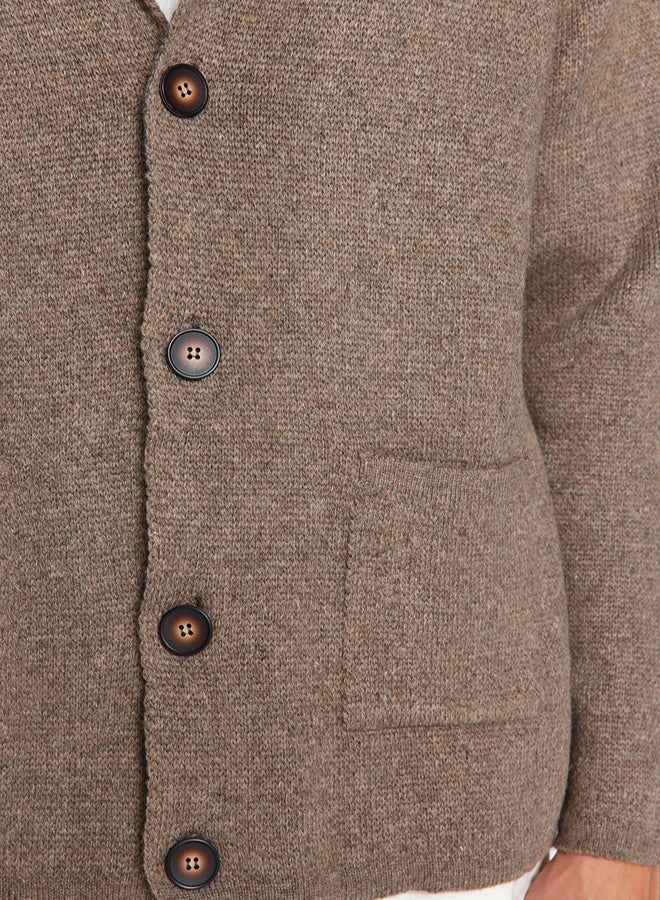 trendyol Mink Regular Fit Wool Collar Knitwear Cardigan - Image 4