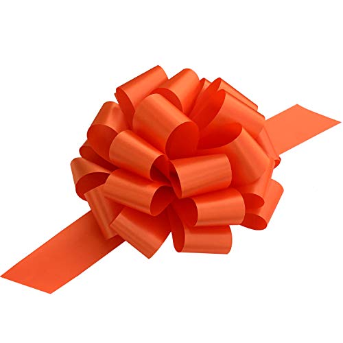 GiftWrap Etc Large Orange Gift Pull Bows - 9" Wide, Set of 6, Halloween, Thanksgiving, Gift Basket, Fall Decor, Autumn, Christmas Presents, Birthday, Fundraiser, School, Classroom, Decoration - Image 1