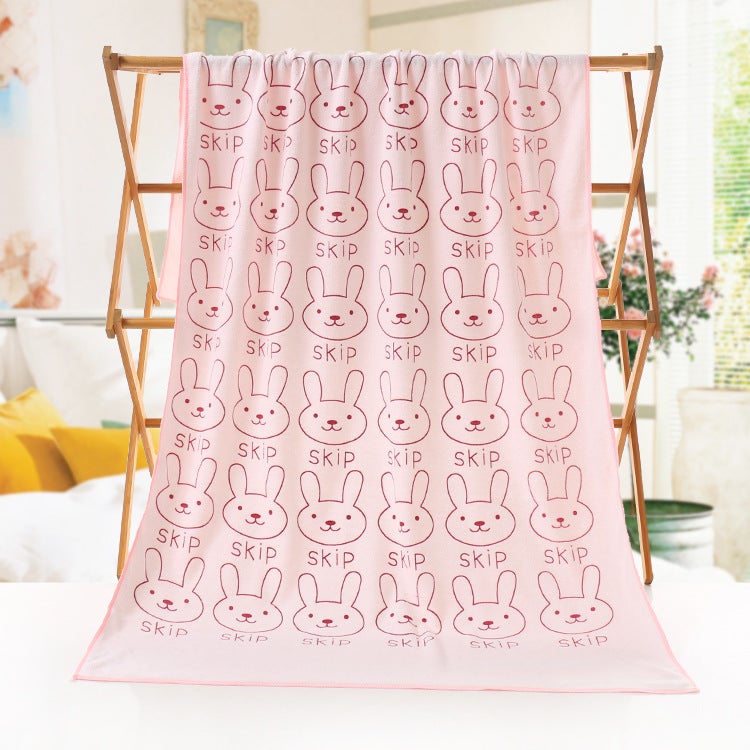 general Kids Microfiber Bath Towel, Cartoon Rabbit Print Beach Towel for Children Swimming and Shower - Image 1