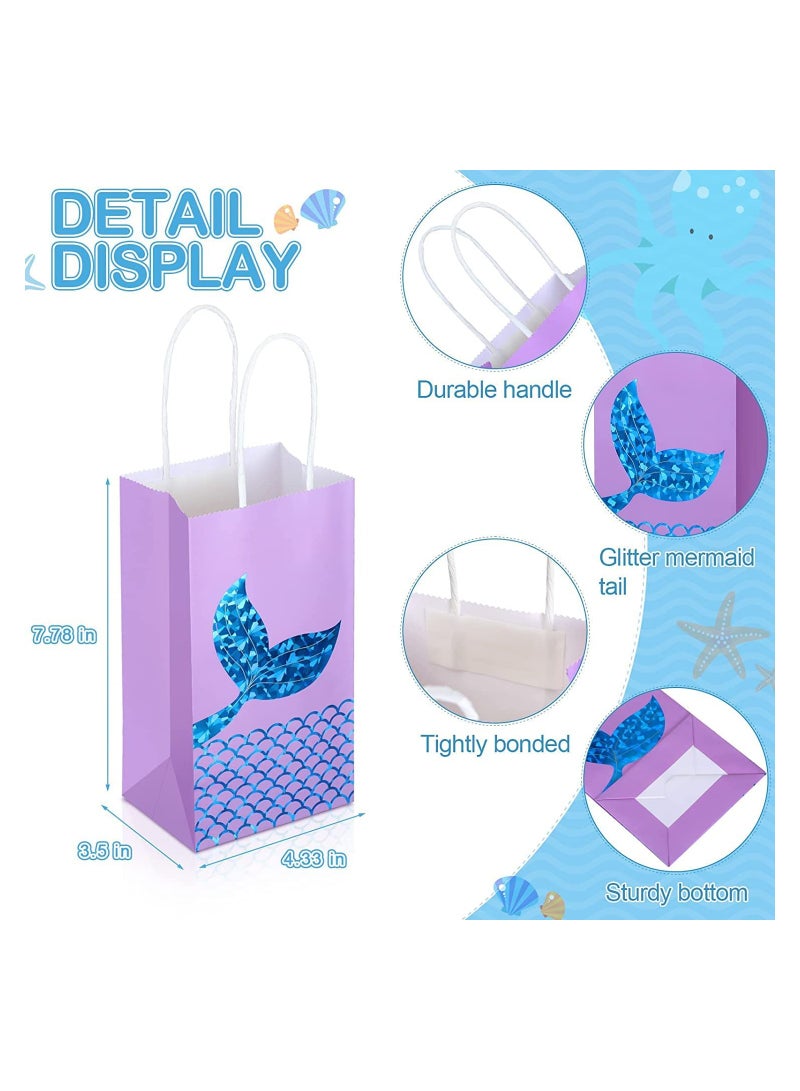 SYOSI Gift Bags, Party Favor Bags with Handles, Mermaid Candy Bags for Birthday Party Mermaid Tail Birthday Goodie Present Bags, Gift Bags for Wedding, Birthday, Party Supplies and Gifts 24 Pieces - Image 3