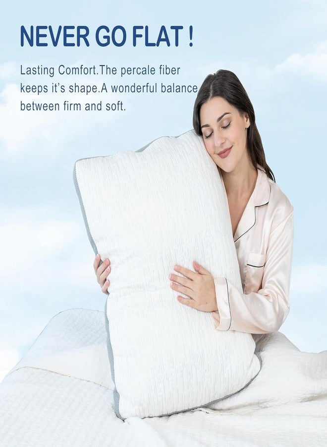 ACCURATEX وسائد أكيوراتكس، مقاس كوين، طقم من قطعتين، غطاء قابل للإزالة مصنوع من رايون مشتق من الخيزران، وسادة من إسفنج الذاكرة المقطع مع حشوة بديلة للريش (قابلة للتعديل)، وسائد داعمة لمن ينامون على الجانب أو الظهر - Image 2