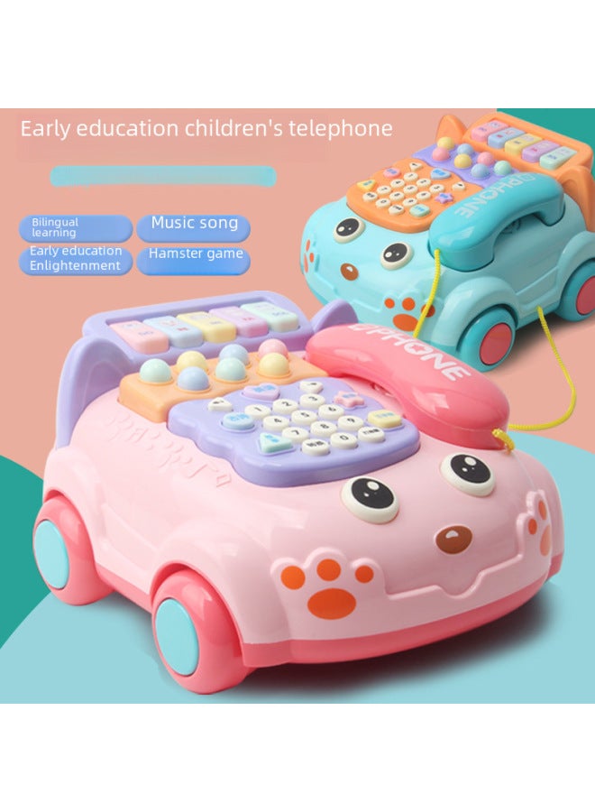 6820 Children's Multi-functional Early Education Telephone Car Story Machine Baby Educational Music Hamster Simulation Toy-Color:Blue - Image 2