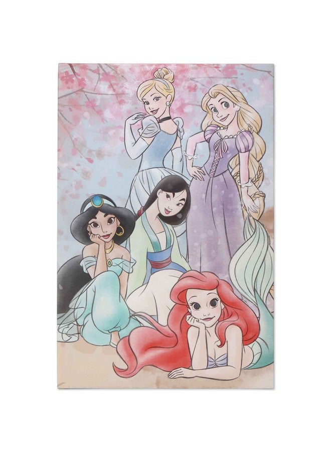 Open Road Brands Disney Princesses Gallery Wrapped Canvas Wall Decor Soft Pastel Canvas With Ariel Jasmine Cinderella And Mulan Large Princess Wall Art - Image 2