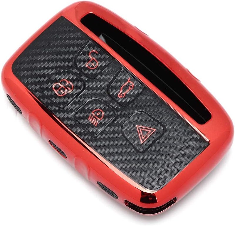 Car Key Fob Case Carbon Fiber Style, Red Remote Control Cover Protector for Land - Durable TPU Material, Stylish Design, for Discovery and Range (Red) - Image 5