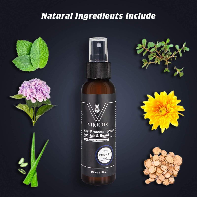 VIKICON Shield Heat Protectant Spray - Blend Prevents Damage & Breakage for Hair and Beard - Image 3