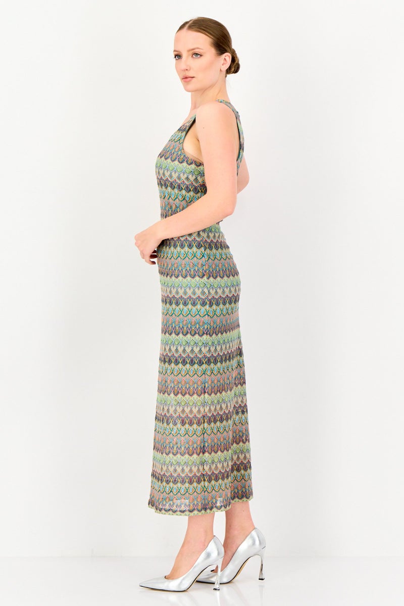 promod Women Textured Maxi Dress, Malticolor - Image 3