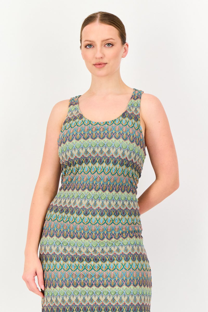 promod Women Textured Maxi Dress, Malticolor - Image 4
