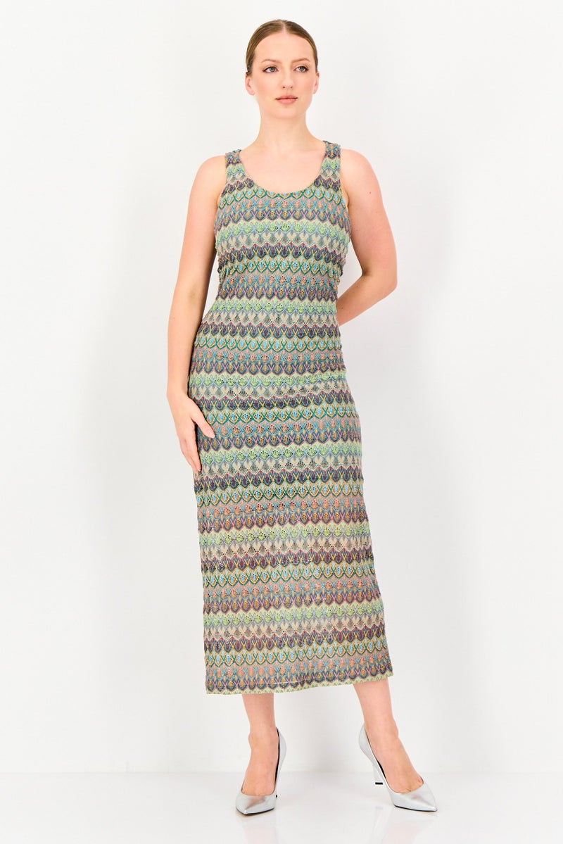 promod Women Textured Maxi Dress, Malticolor - Image 1