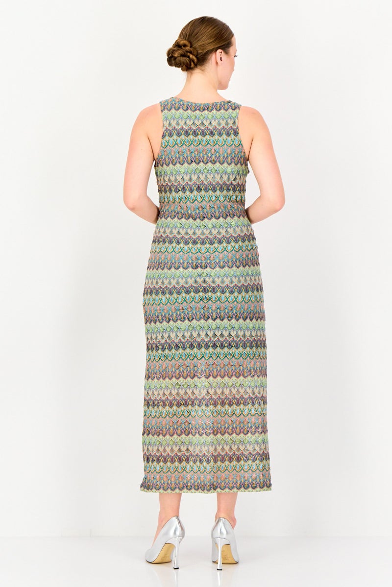 promod Women Textured Maxi Dress, Malticolor - Image 2