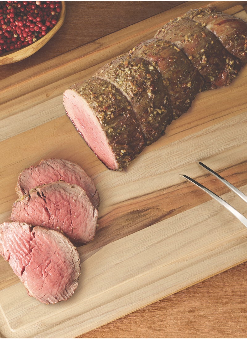 TRAMONTINA - Since 1911,Made in Brazil- Churrasco 40x27cm Teak Wood Rectangular Cutting Board with Natural Finish - Image 1