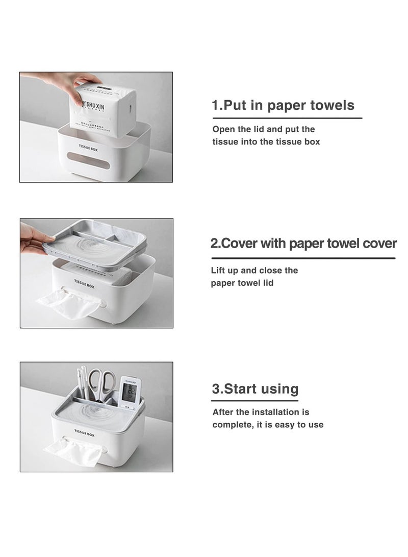 SOLARAE Tissue Box Cover Holder with Storage Napkin Tissue Box Multi-Function Tissue Box ABS Material Storage Organizer for Home/Office/Car/Restaurant (Wood Color) - Image 5