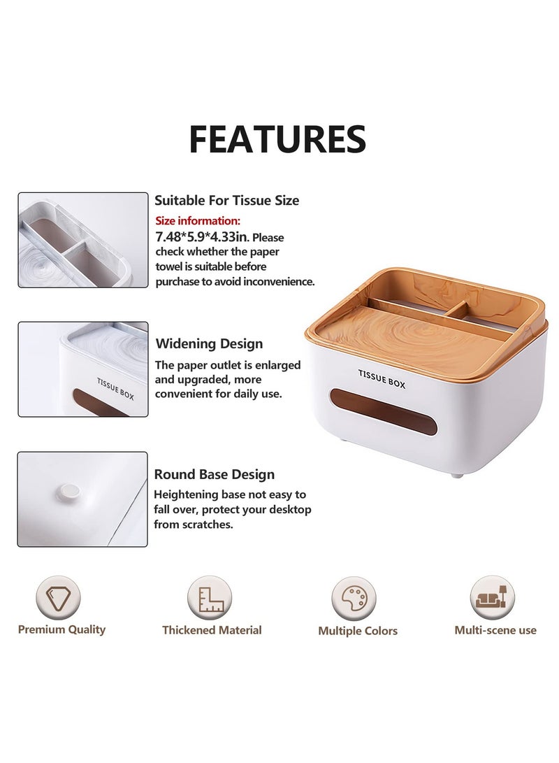 SOLARAE Tissue Box Cover Holder with Storage Napkin Tissue Box Multi-Function Tissue Box ABS Material Storage Organizer for Home/Office/Car/Restaurant (Wood Color) - Image 4
