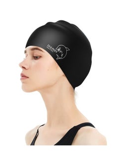 Dolphin Silicone Swimming Cap Waterproof For Kids & Adults - Black  - Image 2