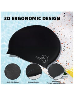 Dolphin Silicone Swimming Cap Waterproof For Kids & Adults - Black  - Image 4
