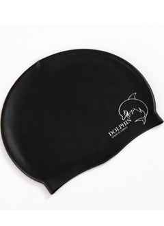 Dolphin Silicone Swimming Cap Waterproof For Kids & Adults - Black  - Image 5